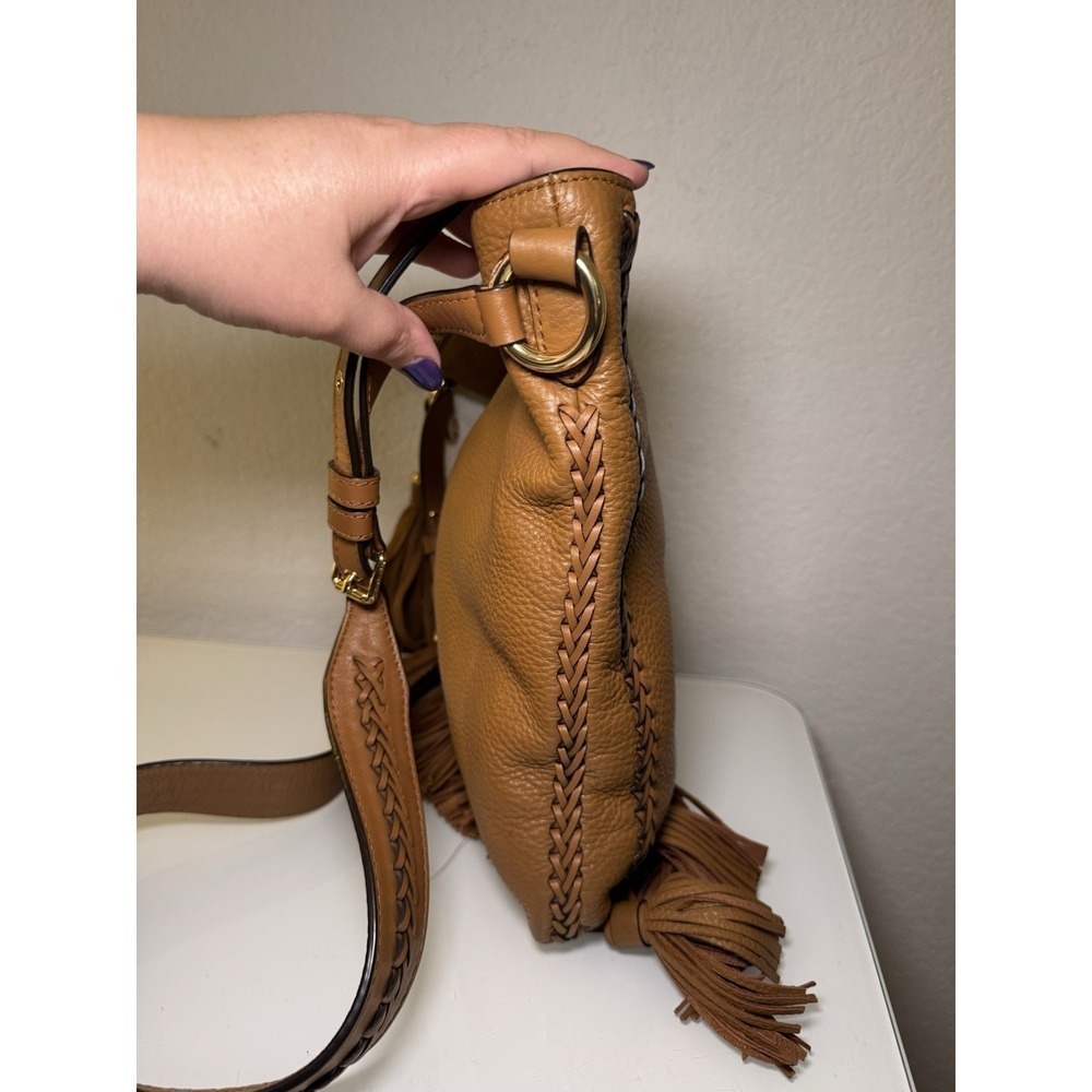 Michael Kors Camel Brown Tasseled Crossbody Purse Braid Strap Design Western - Picture 5 of 16